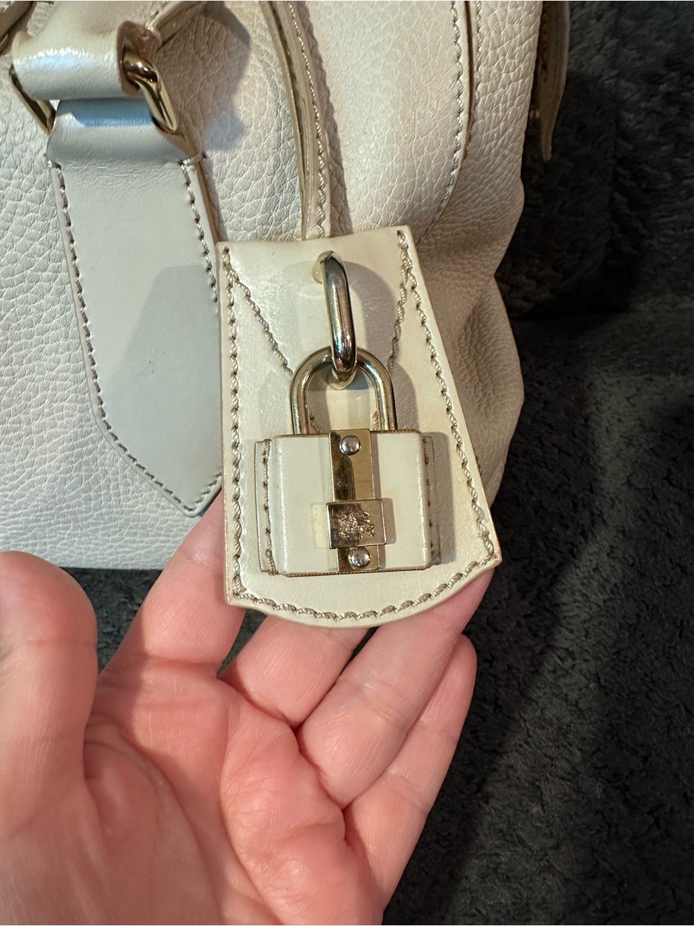 Burberry Pebbled Leather Satchel in Off-White - Picture 11 of 17